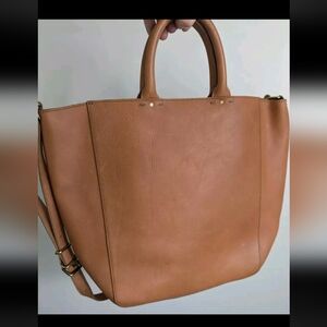 Madewell | The Abroad Tote Brown Leather Shoulder Bag Crossbody Strap